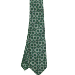 E.Marinella CRAVATTA SARTORIALE CLASSICA IN SETA VERDE SCURO Microfantasia fiore Discount