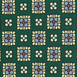 E.Marinella CRAVATTA SARTORIALE CLASSICA IN SETA VERDE SCURO Microfantasia fiore Discount