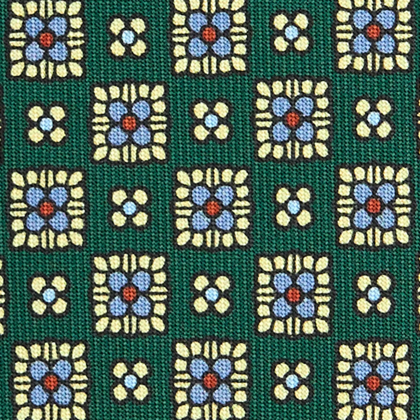 E.Marinella CRAVATTA SARTORIALE CLASSICA IN SETA VERDE SCURO Microfantasia fiore Discount