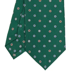 E.Marinella CRAVATTA SARTORIALE CLASSICA IN SETA VERDE SCURO Microfantasia fiore Outlet