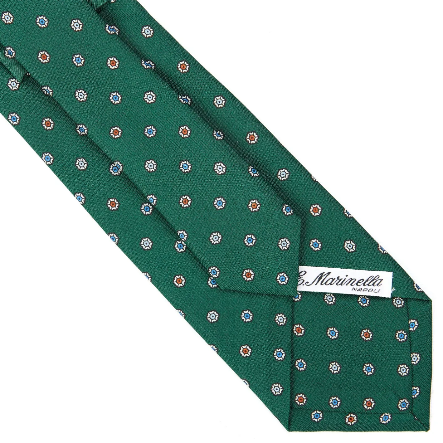 E.Marinella CRAVATTA SARTORIALE CLASSICA IN SETA VERDE SCURO Microfantasia fiore Outlet