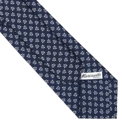 E.Marinella CRAVATTA SARTORIALE CLASSICA IN SETA BLU SCURO Microfantasia fiore Discount