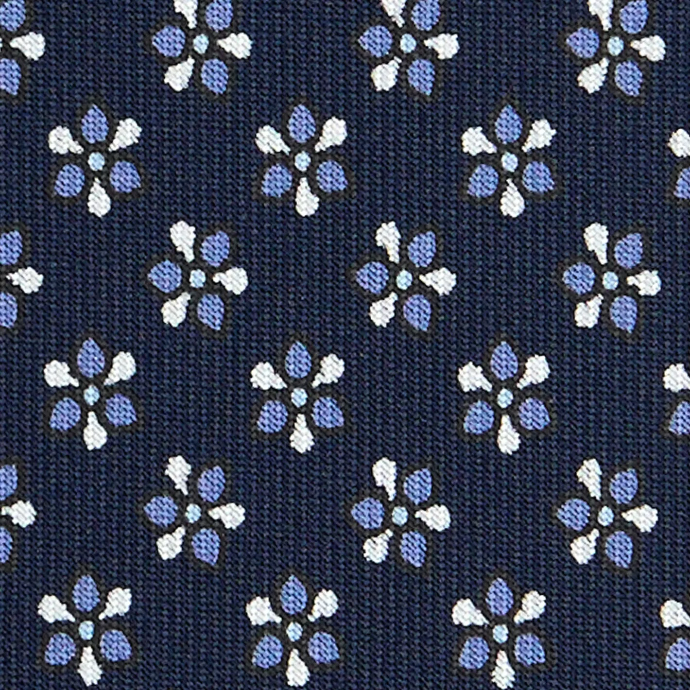 E.Marinella CRAVATTA SARTORIALE CLASSICA IN SETA BLU SCURO Microfantasia fiore Discount