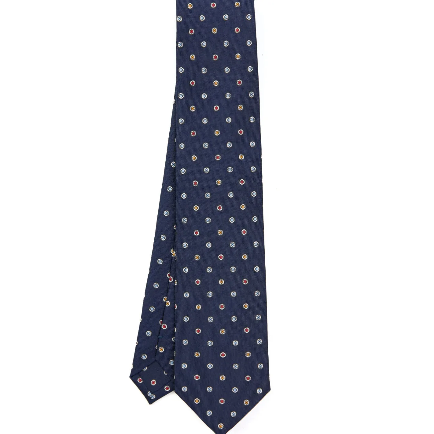 E.Marinella CRAVATTA SARTORIALE CLASSICA IN SETA BLU SCURO Microfantasia fiore Online