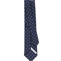 E.Marinella CRAVATTA SARTORIALE CLASSICA IN SETA BLU SCURO Microfantasia fiore Online
