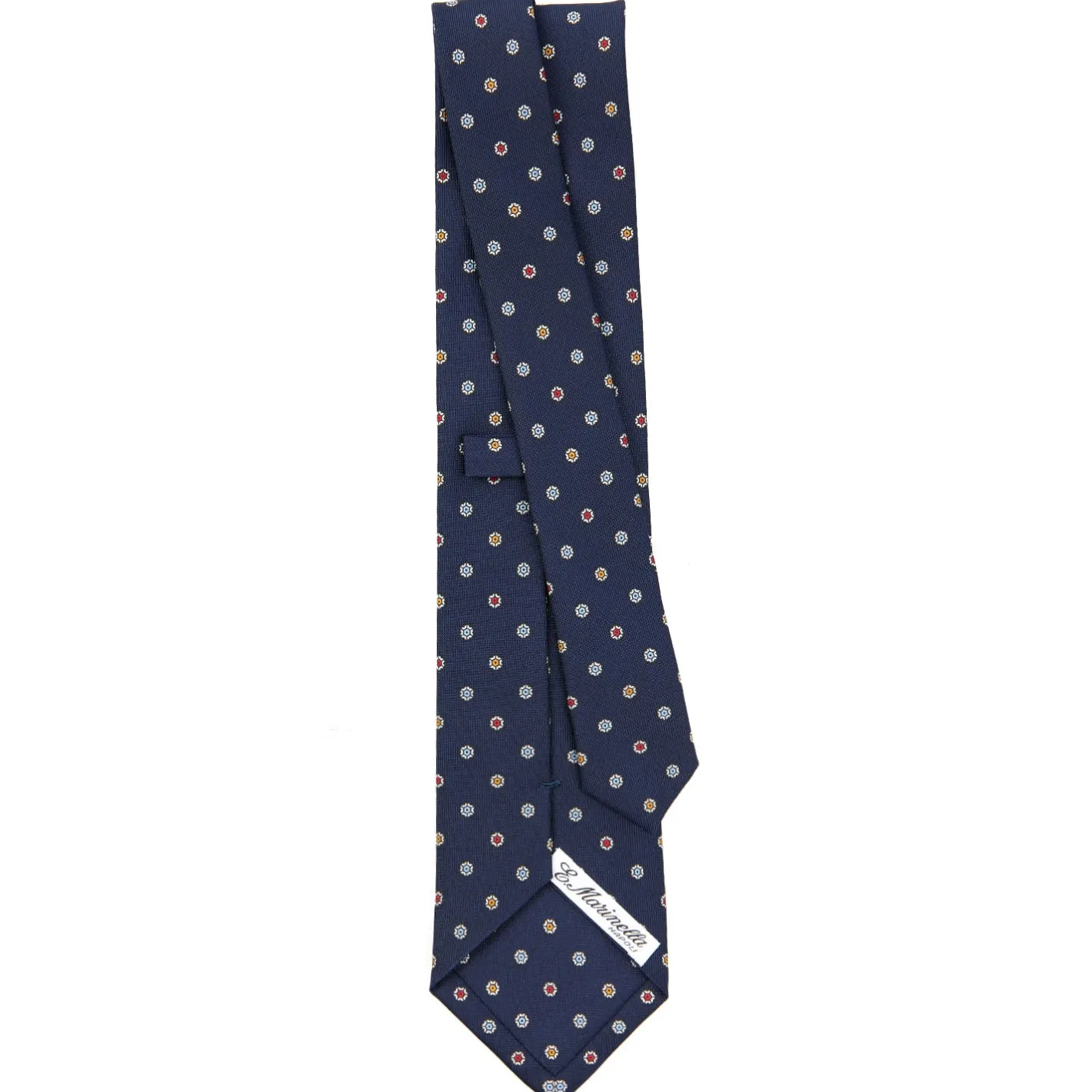 E.Marinella CRAVATTA SARTORIALE CLASSICA IN SETA BLU SCURO Microfantasia fiore Online