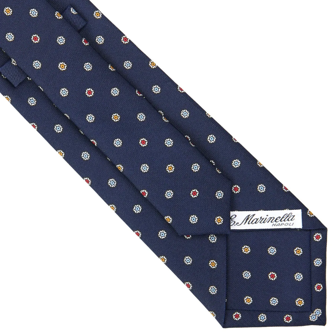 E.Marinella CRAVATTA SARTORIALE CLASSICA IN SETA BLU SCURO Microfantasia fiore Online