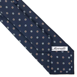 E.Marinella CRAVATTA SARTORIALE CLASSICA IN SETA BLU SCURO Microfantasia fiore Outlet