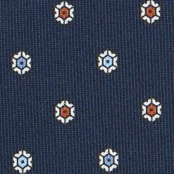 E.Marinella CRAVATTA SARTORIALE CLASSICA IN SETA BLU SCURO Microfantasia fiore Outlet