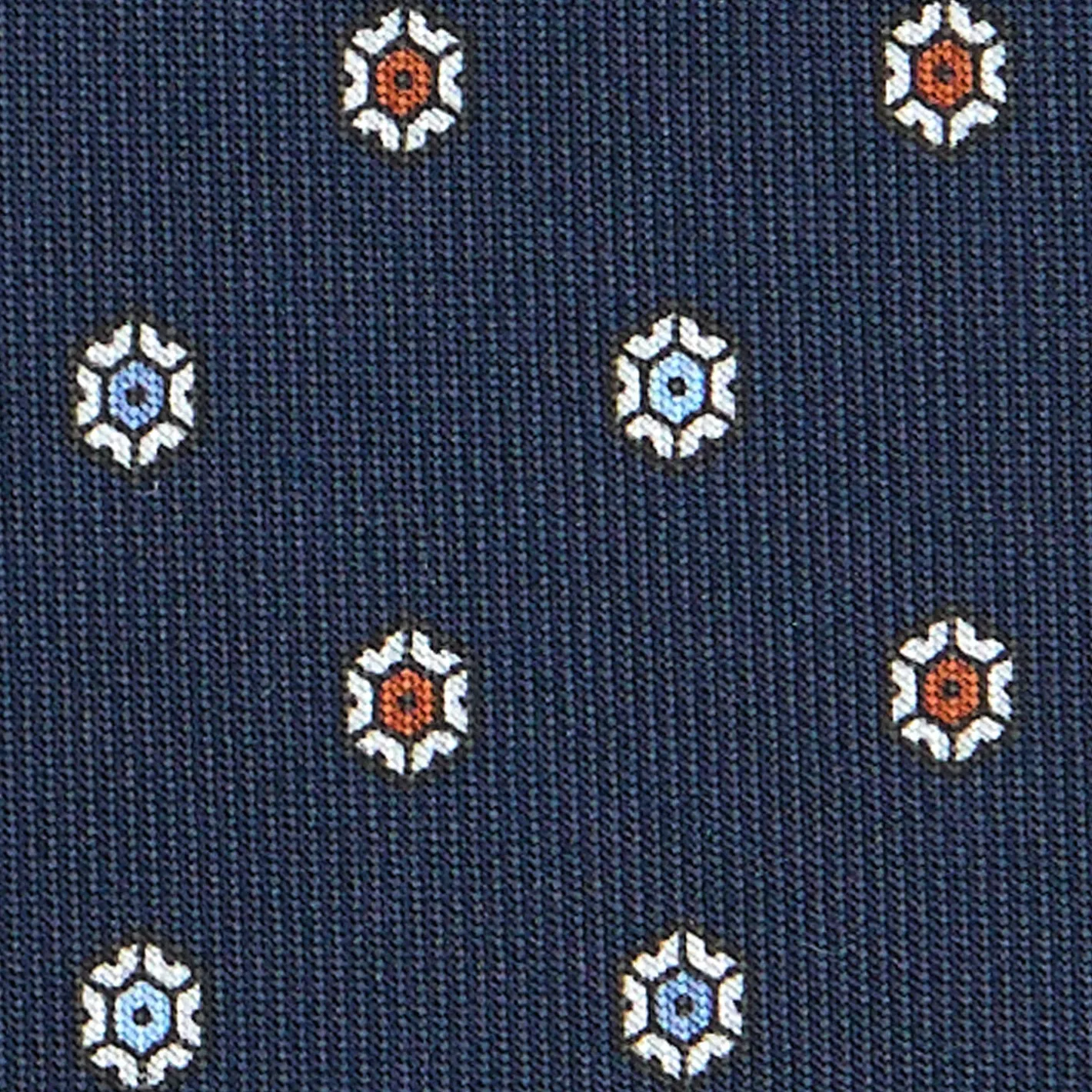 E.Marinella CRAVATTA SARTORIALE CLASSICA IN SETA BLU SCURO Microfantasia fiore Outlet
