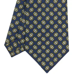 E.Marinella CRAVATTA SARTORIALE CLASSICA IN SETA BLU SCURO Microfantasia fiore Online