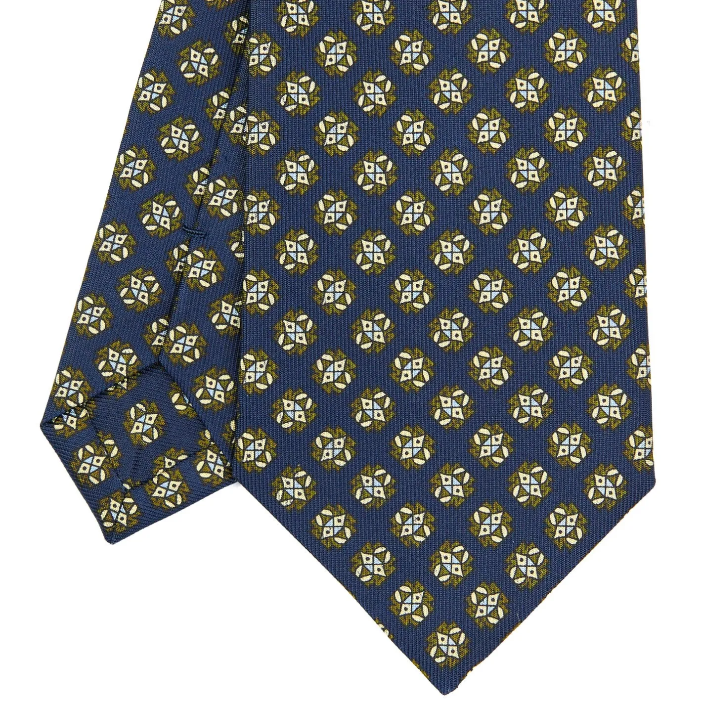 E.Marinella CRAVATTA SARTORIALE CLASSICA IN SETA BLU SCURO Microfantasia fiore Online