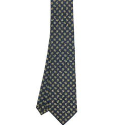 E.Marinella CRAVATTA SARTORIALE CLASSICA IN SETA BLU SCURO Microfantasia fiore Online