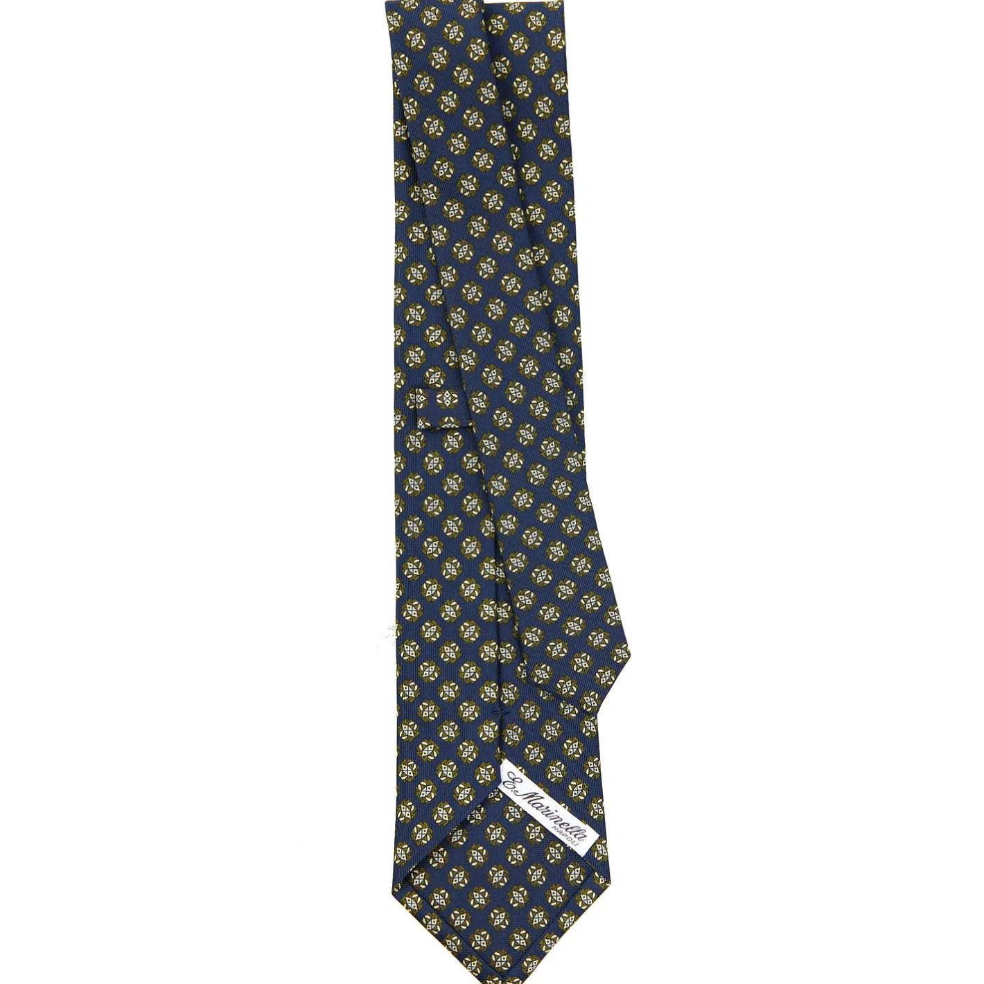 E.Marinella CRAVATTA SARTORIALE CLASSICA IN SETA BLU SCURO Microfantasia fiore Online