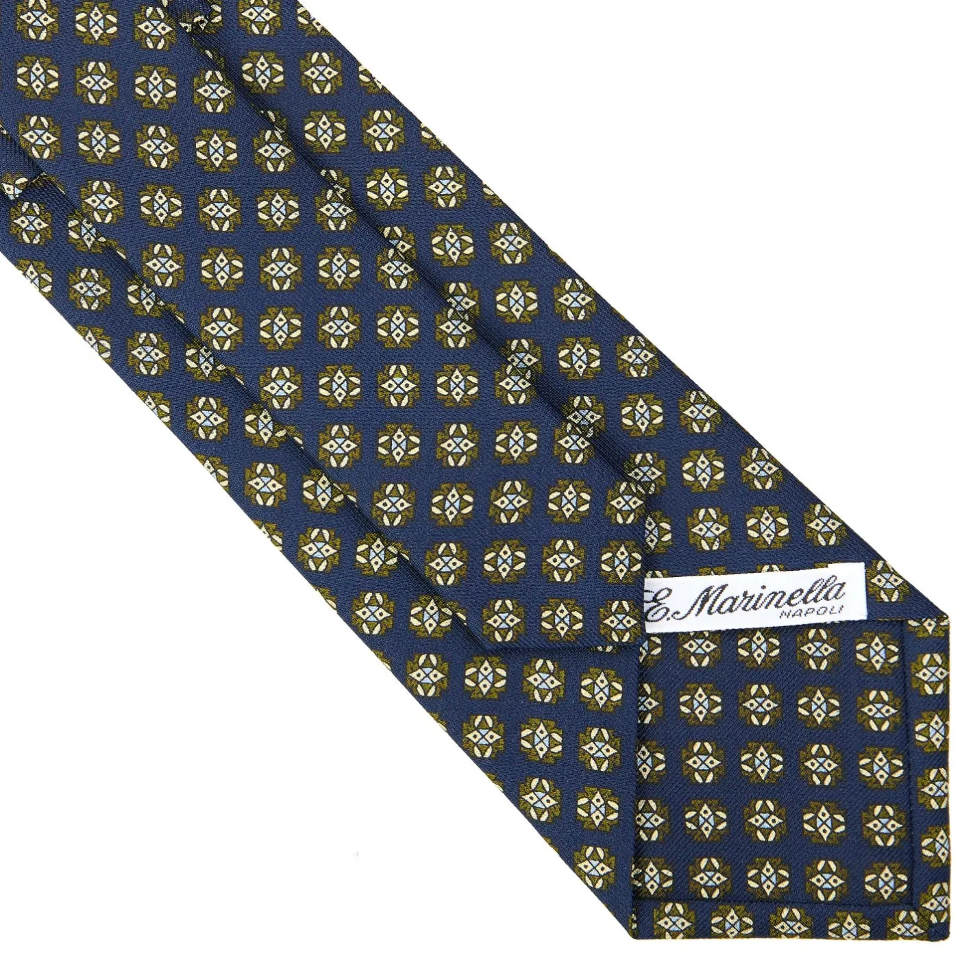 E.Marinella CRAVATTA SARTORIALE CLASSICA IN SETA BLU SCURO Microfantasia fiore Online