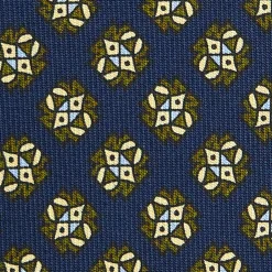E.Marinella CRAVATTA SARTORIALE CLASSICA IN SETA BLU SCURO Microfantasia fiore Online