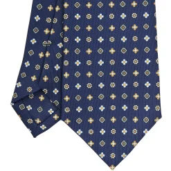 E.Marinella CRAVATTA SARTORIALE CLASSICA IN SETA BLU SCURO Microfantasia fiore Clearance