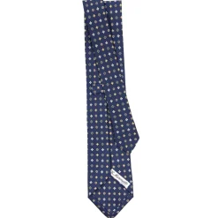 E.Marinella CRAVATTA SARTORIALE CLASSICA IN SETA BLU SCURO Microfantasia fiore Clearance