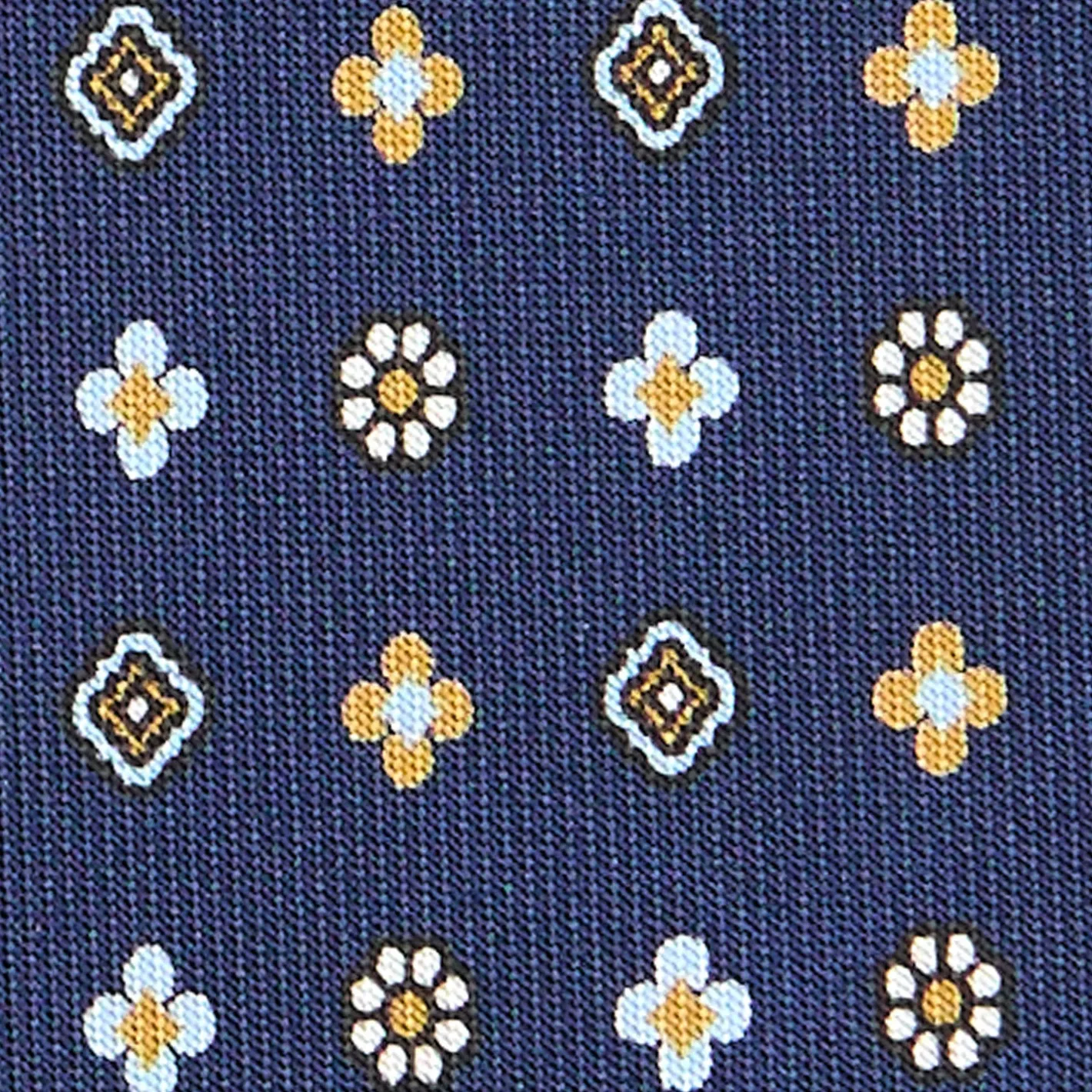 E.Marinella CRAVATTA SARTORIALE CLASSICA IN SETA BLU SCURO Microfantasia fiore Clearance
