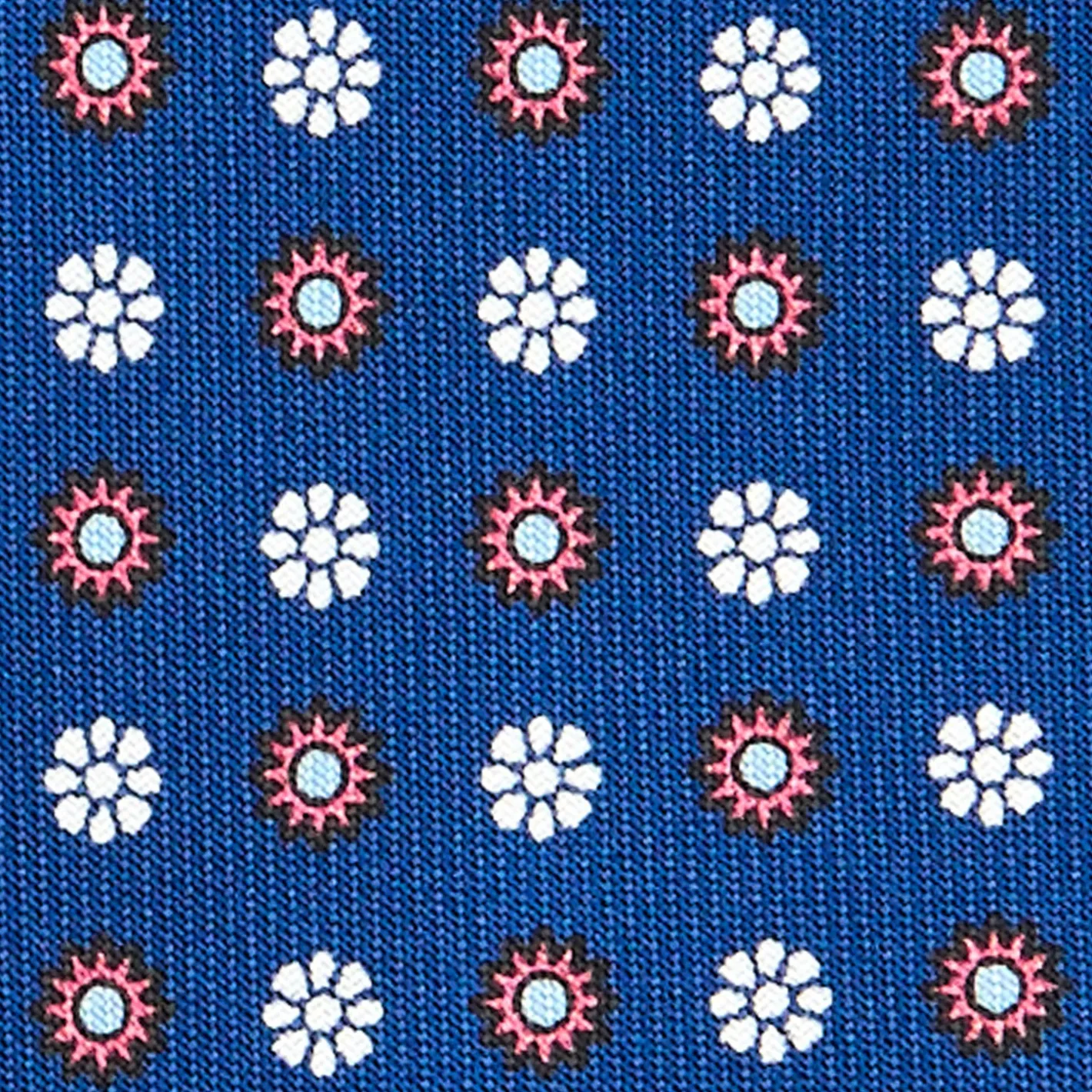 E.Marinella CRAVATTA SARTORIALE CLASSICA IN SETA BLU Microfantasia fiore New
