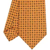 E.Marinella CRAVATTA SARTORIALE CLASSICA IN SETA ARANCIONE Microfantasia fiore Online