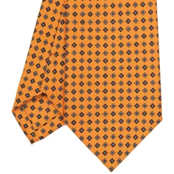 E.Marinella CRAVATTA SARTORIALE CLASSICA IN SETA ARANCIONE Microfantasia fiore Online