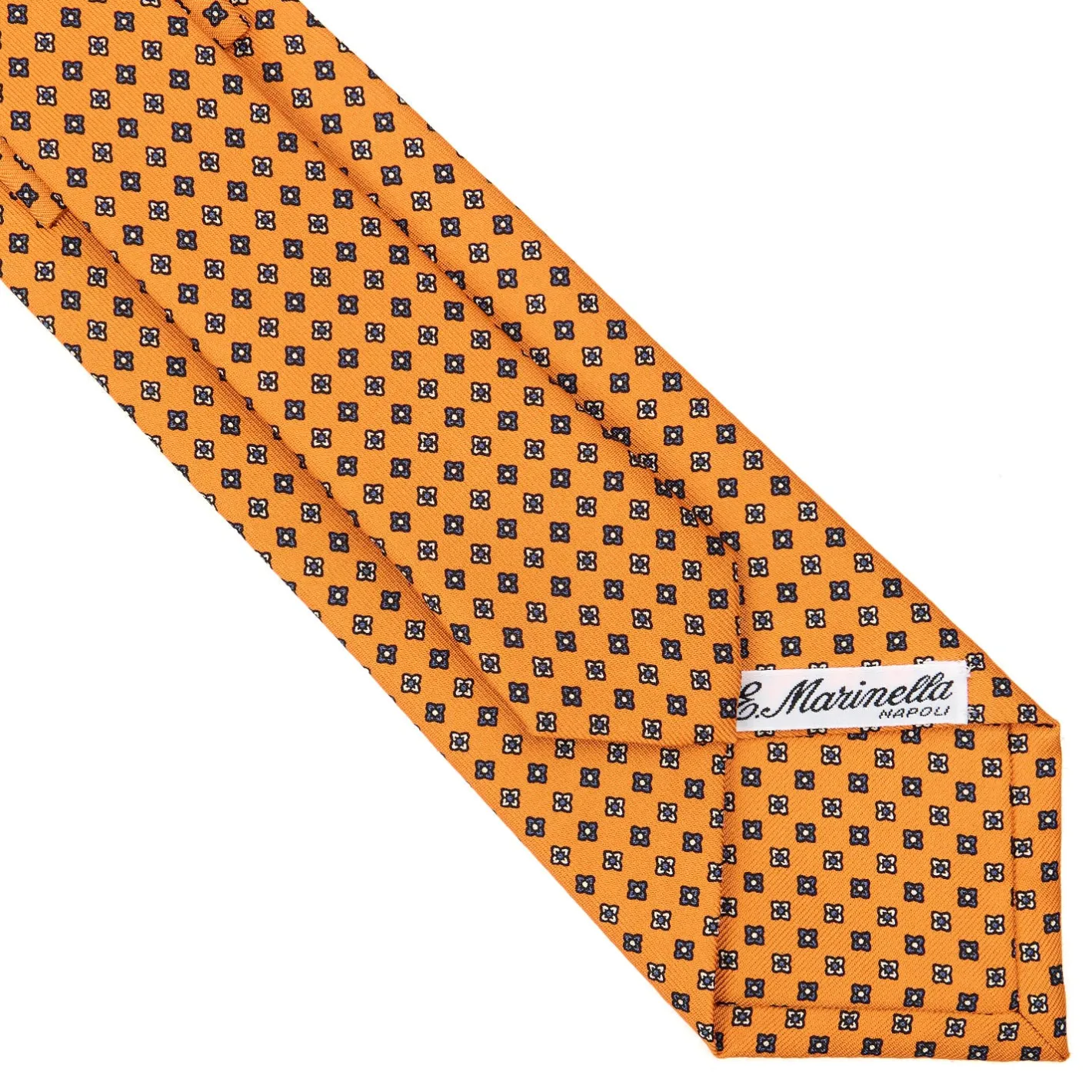 E.Marinella CRAVATTA SARTORIALE CLASSICA IN SETA ARANCIONE Microfantasia fiore Online