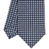 E.Marinella CRAVATTA SARTORIALE CLASSICA IN SETA BLU SCURO Microfantasia fiore Clearance