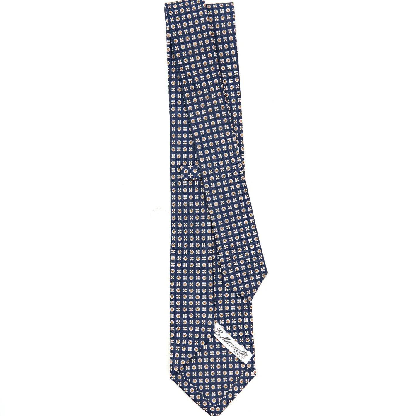 E.Marinella CRAVATTA SARTORIALE CLASSICA IN SETA BLU SCURO Microfantasia fiore Clearance