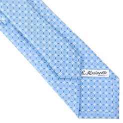 E.Marinella CRAVATTA SARTORIALE CLASSICA IN SETA AZZURRA Microfantasia fiore Clearance