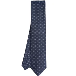 E.Marinella CRAVATTA SARTORIALE CLASSICA IN SETA BLU SCURO Pois Discount
