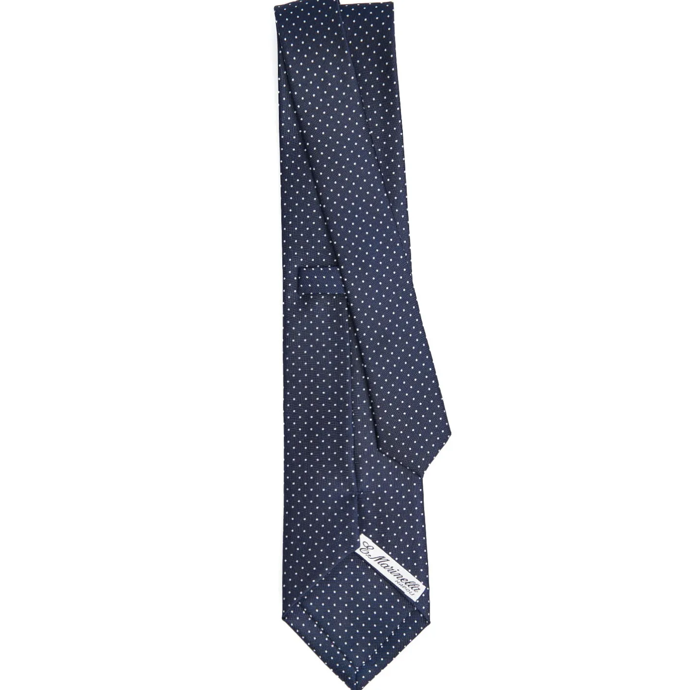 E.Marinella CRAVATTA SARTORIALE CLASSICA IN SETA BLU SCURO Pois Discount