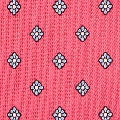 E.Marinella CRAVATTA SARTORIALE CLASSICA IN SETA ROSA Microfantasia fiore New