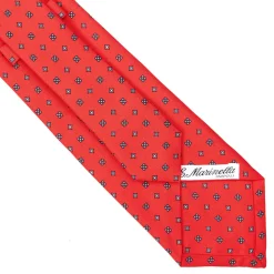 E.Marinella CRAVATTA SARTORIALE CLASSICA IN SETA ROSSA Microfantasia fiore Best
