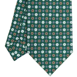 E.Marinella CRAVATTA SARTORIALE CLASSICA IN SETA VERDE SCURO Microfantasia fiore Outlet