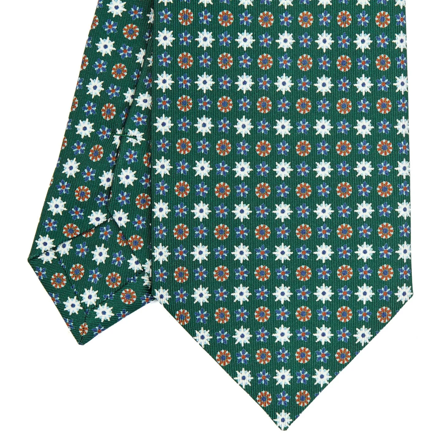 E.Marinella CRAVATTA SARTORIALE CLASSICA IN SETA VERDE SCURO Microfantasia fiore Outlet