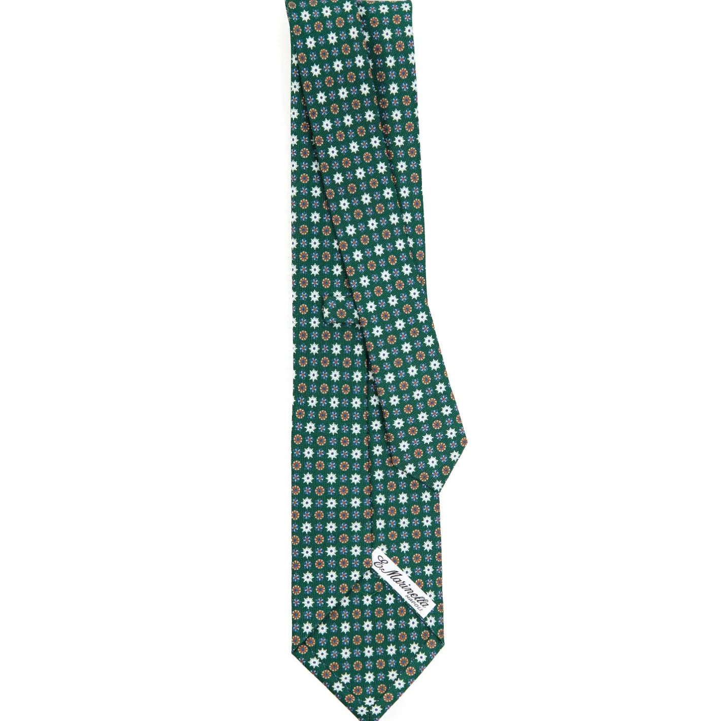E.Marinella CRAVATTA SARTORIALE CLASSICA IN SETA VERDE SCURO Microfantasia fiore Outlet