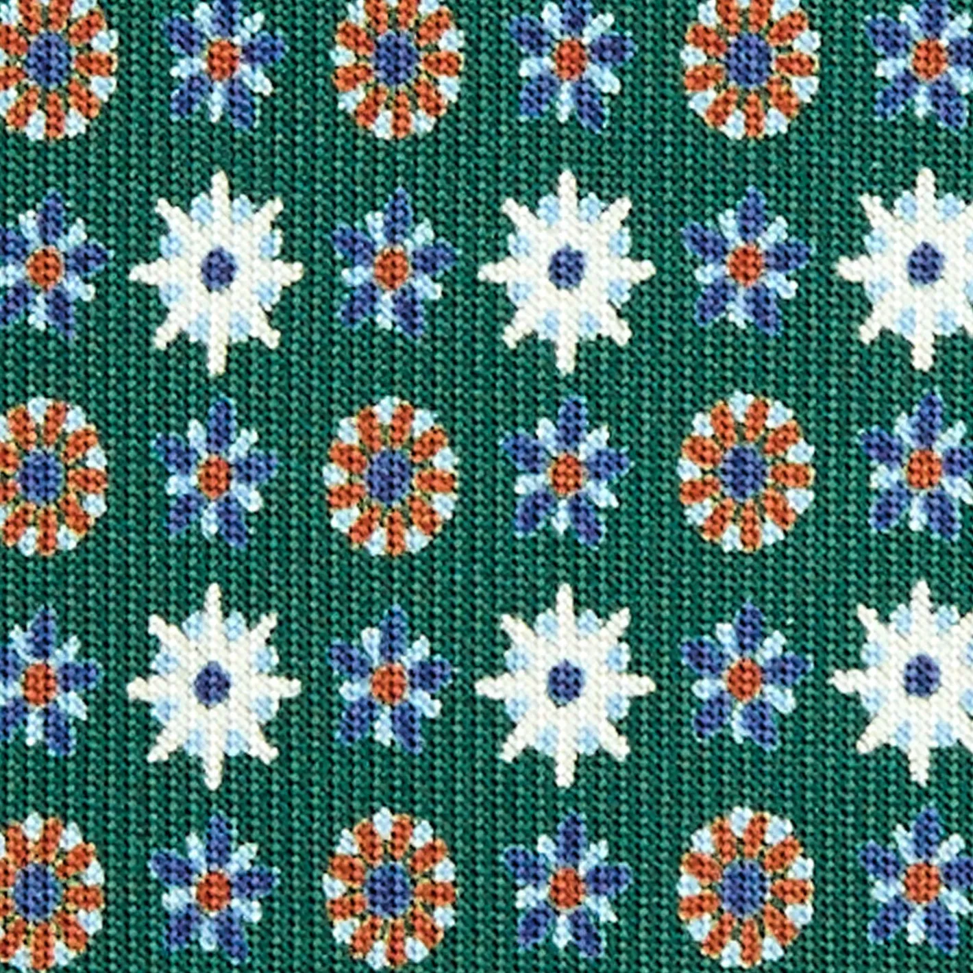 E.Marinella CRAVATTA SARTORIALE CLASSICA IN SETA VERDE SCURO Microfantasia fiore Outlet