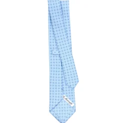 E.Marinella CRAVATTA SARTORIALE CLASSICA IN SETA AZZURRA Microfantasia fiore
