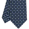 E.Marinella CRAVATTA SARTORIALE CLASSICA IN SETA BLU SCURO Microfantasia fiore Hot