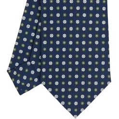 E.Marinella CRAVATTA SARTORIALE CLASSICA IN SETA BLU SCURO Microfantasia fiore Hot