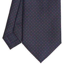 E.Marinella CRAVATTA SARTORIALE CLASSICA IN SETA BLU SCURO Pois Online