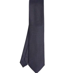 E.Marinella CRAVATTA SARTORIALE CLASSICA IN SETA BLU SCURO Pois Online