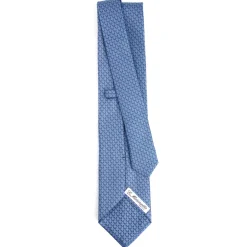 E.Marinella CRAVATTA SARTORIALE CLASSICA IN SETA AZZURRO POLVERE Microfantasia m geometrica Best