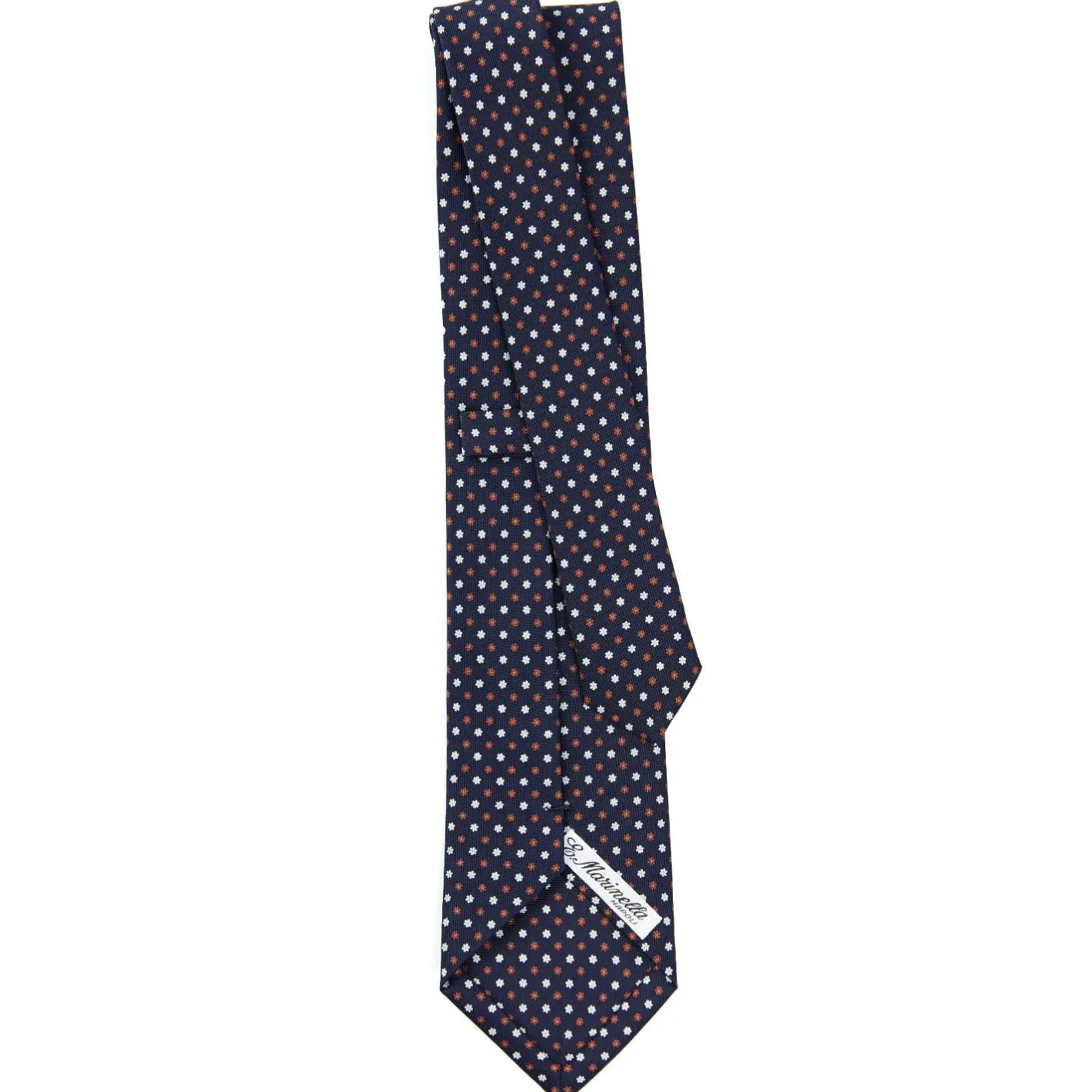 E.Marinella CRAVATTA SARTORIALE CLASSICA IN SETA BLU SCURO Microfantasia fiore Discount