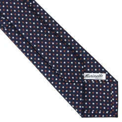 E.Marinella CRAVATTA SARTORIALE CLASSICA IN SETA BLU SCURO Microfantasia fiore Discount