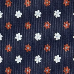 E.Marinella CRAVATTA SARTORIALE CLASSICA IN SETA BLU SCURO Microfantasia fiore Discount