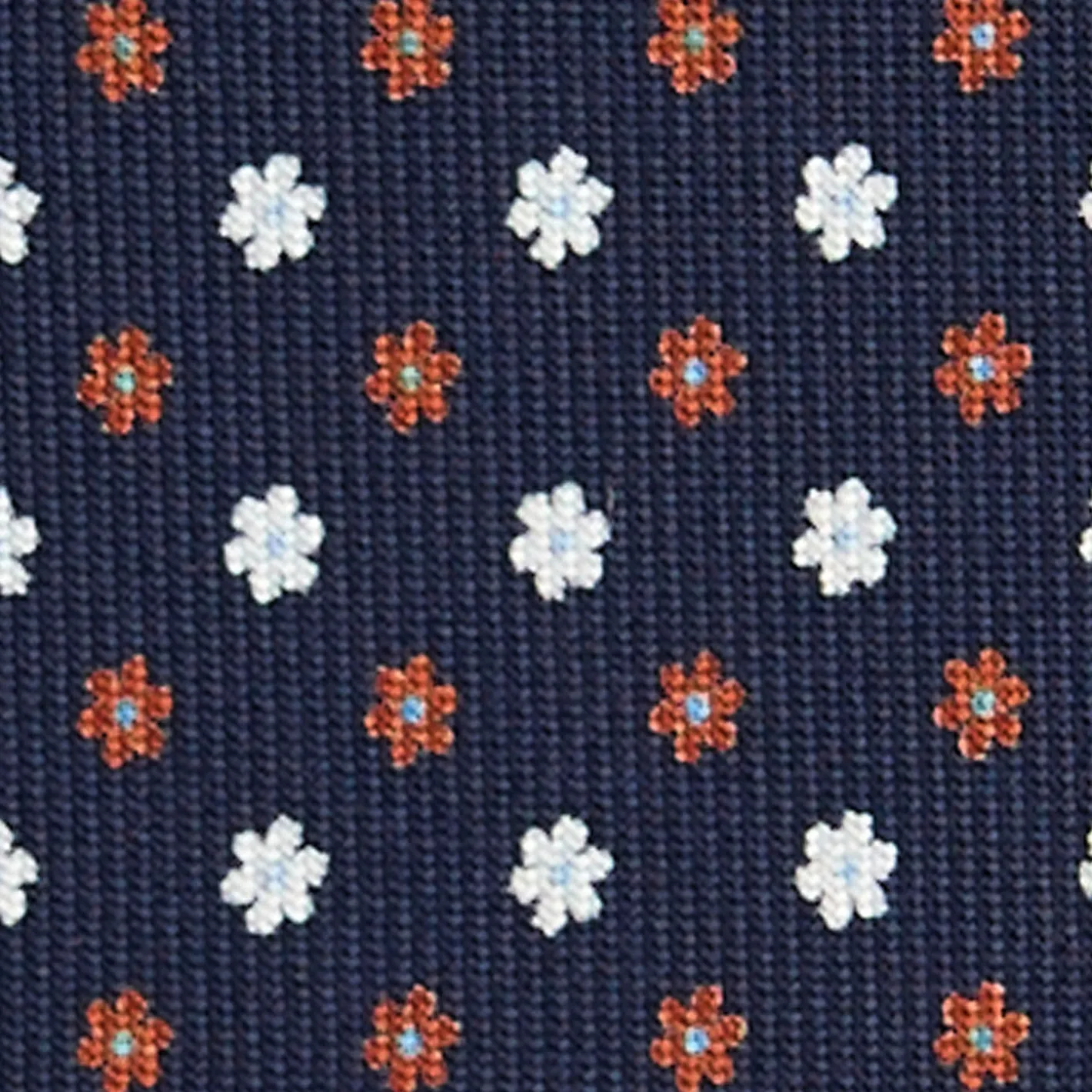 E.Marinella CRAVATTA SARTORIALE CLASSICA IN SETA BLU SCURO Microfantasia fiore Discount