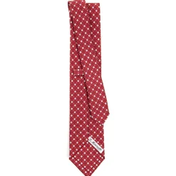 E.Marinella CRAVATTA SARTORIALE CLASSICA IN SETA BORDEAUX Microfantasia fiore New