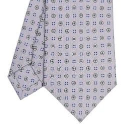E.Marinella CRAVATTA SARTORIALE CLASSICA IN SETA GRIGIO CHIARO Microfantasia fiore Outlet